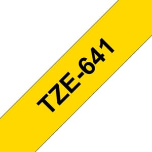 Brother TZ-641 P-touch® Label Tape, 18mm, (3/4"), Black on Yellow
