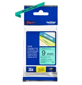 Brother TZ-721 P-touch® Label Tape, 9mm, (3/8"), Black on Green