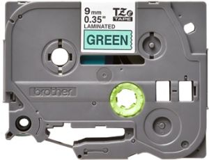 Brother TZ-721 P-touch® Label Tape, 9mm, (3/8"), Black on Green