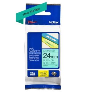 Brother TZ-751 P-touch® Label Tape, 24mm, (1"), Black on Green