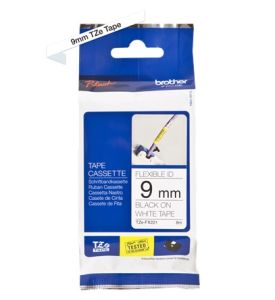 Brother TZ-FX221 Flexible ID Tape - 9mm Black on White