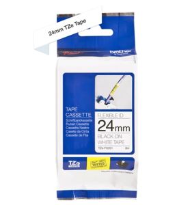 Brother TZ-FX251 Flexible ID Tape - 24mm Black on White