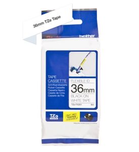 Brother TZ-FX261 Flexible ID Tape - 36mm Black on White