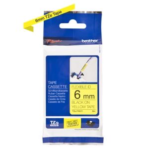 Brother TZ-FX611 Flexible ID Tape - 6mm Black on Yellow