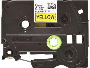 Brother TZ-FX611 Flexible ID Tape - 6mm Black on Yellow
