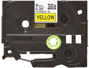 Brother TZ-FX621 Flexible ID Tape - 9mm Black on Yellow