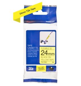 Brother TZ-FX651 Flexible ID Tape - 24mm Black on Yellow