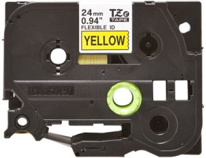 Brother TZ-FX651 Flexible ID Tape - 24mm Black on Yellow