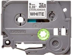 Brother TZ-S221 P-touch® Label Tape, 9mm, (3/8"), Black on White, Extra Strong 