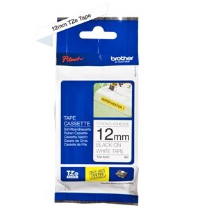 Brother TZ-S231 P-touch® Label Tape, 12mm, (1/2"), Black on White, Extra Strong