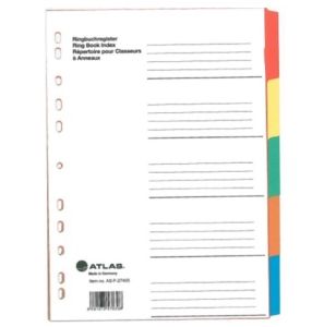 Manila Colored Dividers, A4, 5 Tabs 