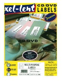 Xel-lent CD/DVD Labels - Dia 117mm, [Pack of 200 Labels]