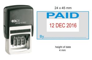 Colop S260 L1 Dater with wording "PAID"
