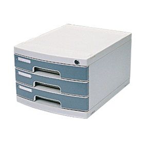 Deli 3 Drawer Cabinet, With Front Lock, Grey & Dark Grey, (Ref: 8833)
