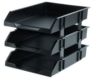 Deli 9206 3-Tier Stackable Document Tray Black