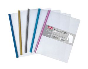 Deli E5530 Sliding Bar Report Covers, A4 Clear/Assorted, Pack Of 5