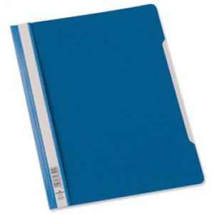 Durable 2570 Clear View Folder with Index Strip Extra Wide A4, Blue