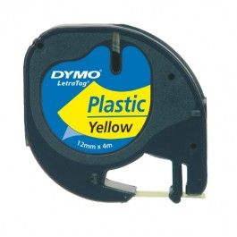 Dymo LetraTag Plastic Tape, 12mm X 4m, [Yellow - 91202]