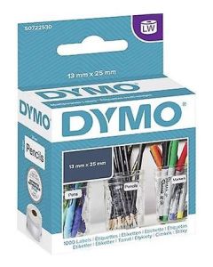 DYMO (11353) Multipurpose Labels (2 up), White Paper, 25 x 13 mm, [1000 Labels/Roll]