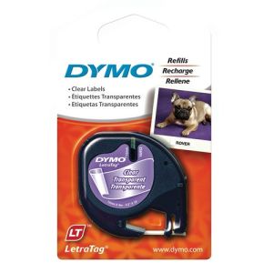 Dymo LetraTag Plastic Tape, 12mm X 4m, [Clear - 12267]