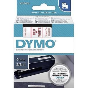 Dymo 40915, D1 Tape,9mm x 7m, Red on White