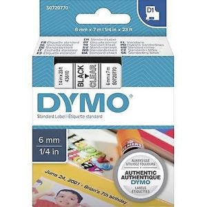 Dymo 43610, D1 Tape, 6mm x 7m, Black on Clear 