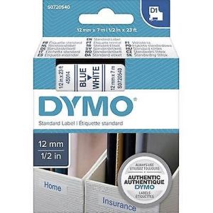 Dymo 45014, D1 Tape,12mm x 7m, Blue on White