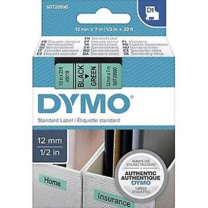 Dymo 45019, D1 Tape,12mm x 7m, Black on Green 