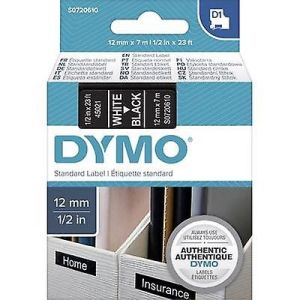 Dymo 45021, D1 Tape,12mm x 7m, White on Black 