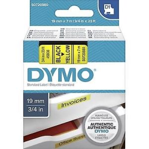Dymo 45808, D1 Tape,19mm x 7m, Black on Yellow 