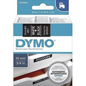 Dymo 45811, D1 Tape,19mm x 7m, White on Black
