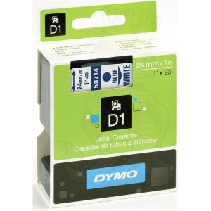 Dymo 53714, D1 Tape, 24mm x 7m, Blue on White