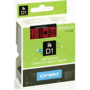 Dymo 53717, D1 Tape, 24mm x 7m, Black on Red 