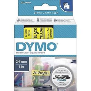 Dymo 53718, D1 Tape, 24mm x 7m, Black on Yellow 