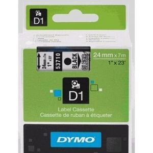 Dymo 53720, D1 Tape, 24mm x 7m, White on Transparent
