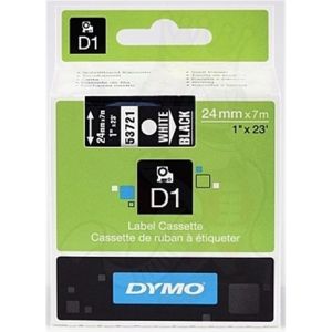 Dymo 53721, D1 Tape, 24mm x 7m,White on Black