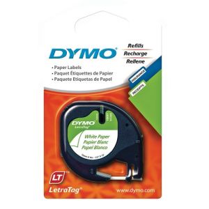 Dymo LetraTag Tape, 12mm X 4m, [Paper White - 91200]