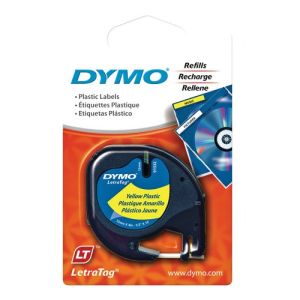 Dymo LetraTag Plastic Tape, 12mm X 4m, [Yellow - 91202]