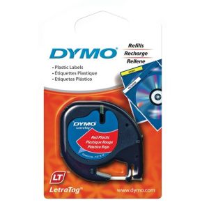 Dymo LetraTag Plastic Tape, 12mm X 4m, [Red - 91203]