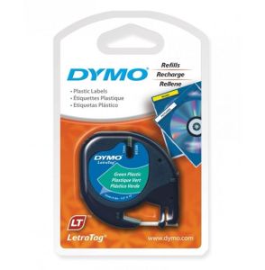 Dymo LetraTag Plastic Tape, 12mm X 4m, [Green - 91204]