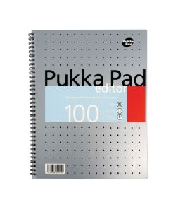 Pukka Editor Mettalic Pad, 80gsm, Ruled, Wirebound, A4, 100 pages