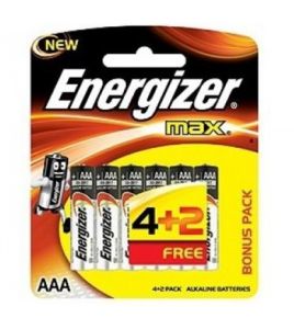Energizer [E92BP-6] Alkaline Batteries, AAA, 4+2/Pack 