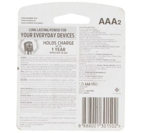 Energizer Rechargeable Batteries, AAA, 2/Pack 