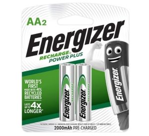Energizer Rechargeable Batteries, AA, 2/Pack 