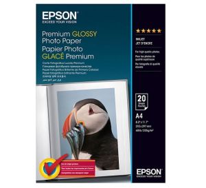 Epson Premium Glossy Photo Paper, A4, 255g/m2, 20 Sheets [S041287]