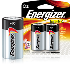 Energizer [E93BP2] Alkaline Batteries, C-Cell, 2/Pack 