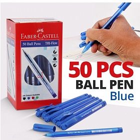 Faber Castell 1433 Tri-Flow Ball Pen 1.0mm PK/50 Blue