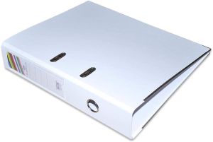 PP Colored Box File, F/C, Broad (8cm) Spine, White