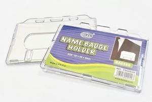 FIS Plastic Name Badge Holder 93X66MM Horizontal Transparent PK of 24
