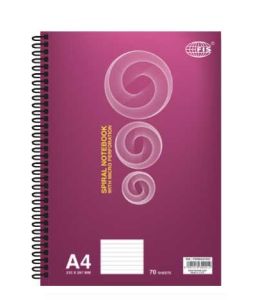FIS Side Spiral Notebook, White, Lined, A4, 70 Sheets